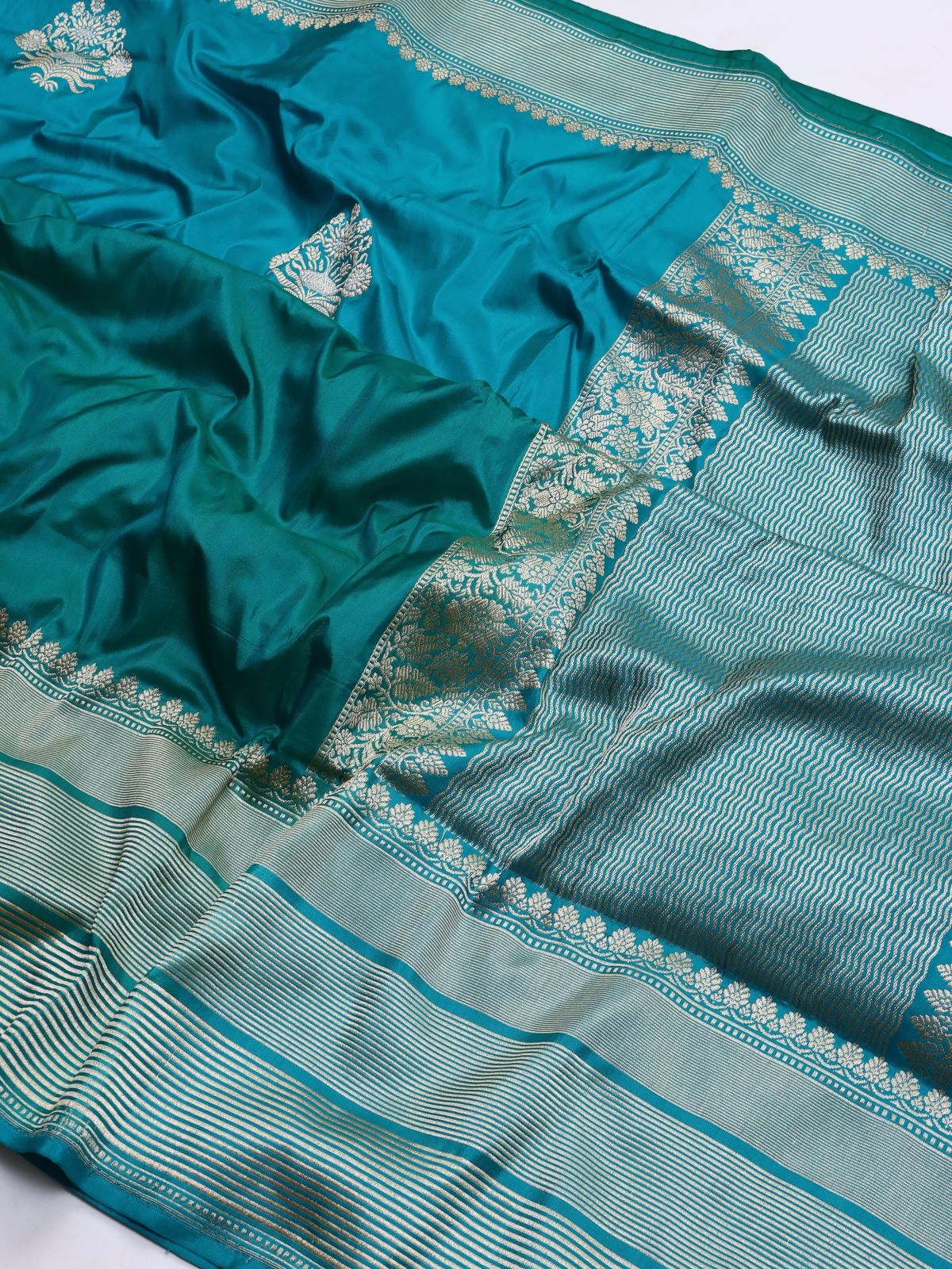 Teal Pure Kathan Silk Saree (Swara)
