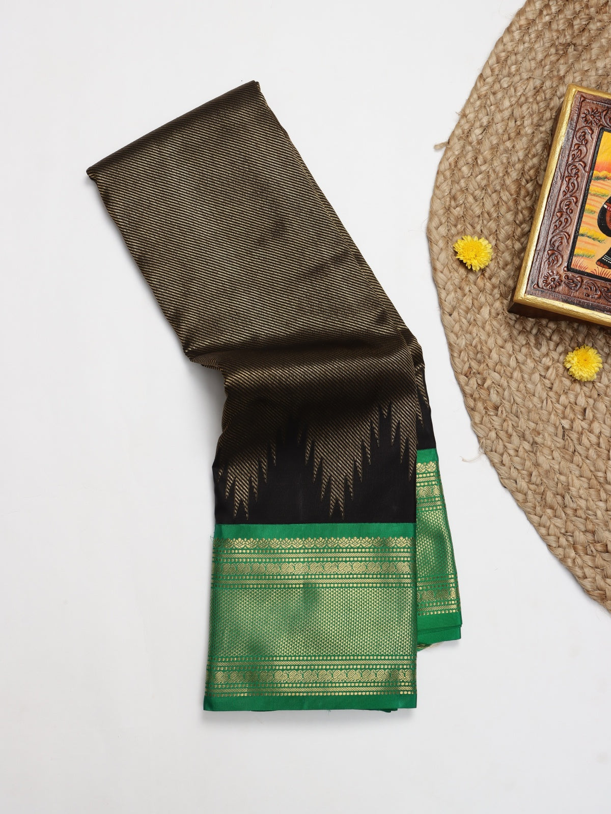 Black Pure Kanchi Silk Saree (Swara)
