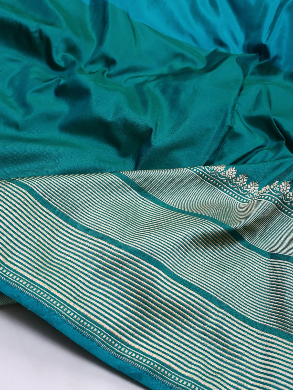 Teal Pure Kathan Silk Saree (Swara)