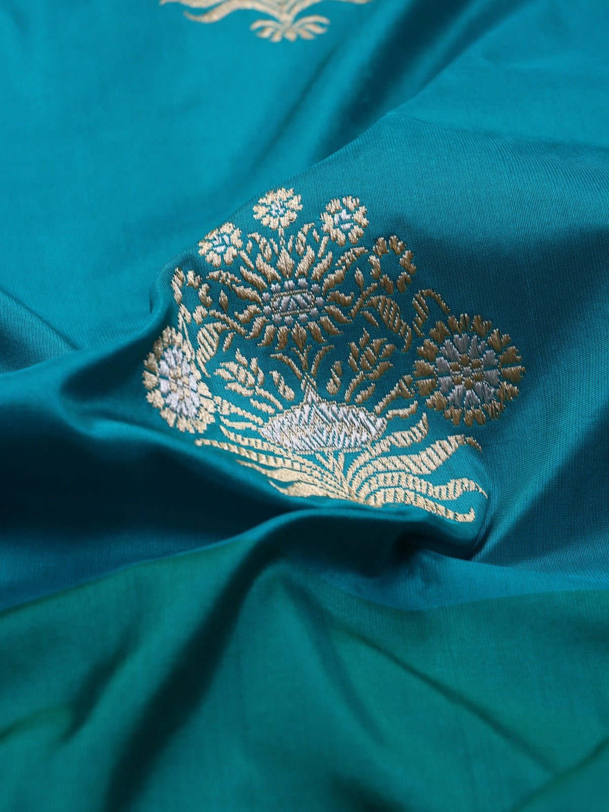 Teal Pure Kathan Silk Saree (Swara)