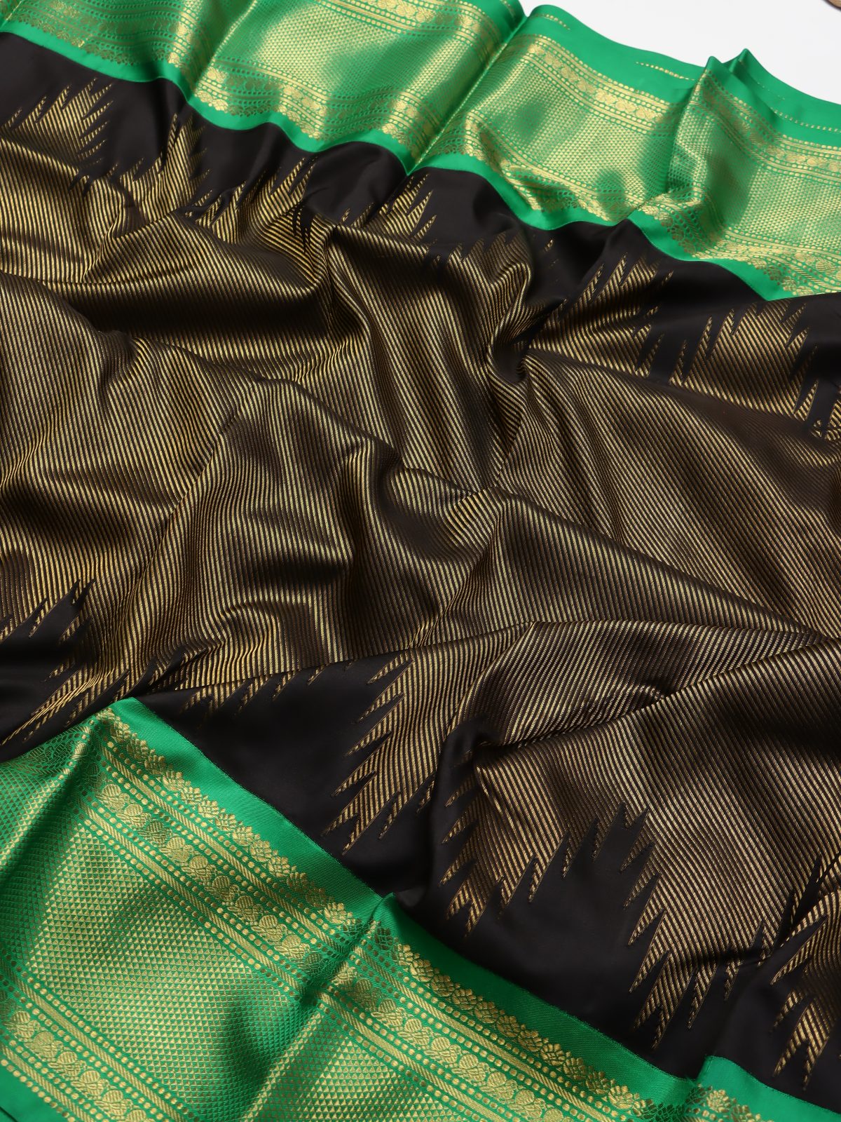 Black Pure Kanchi Silk Saree (Swara)
