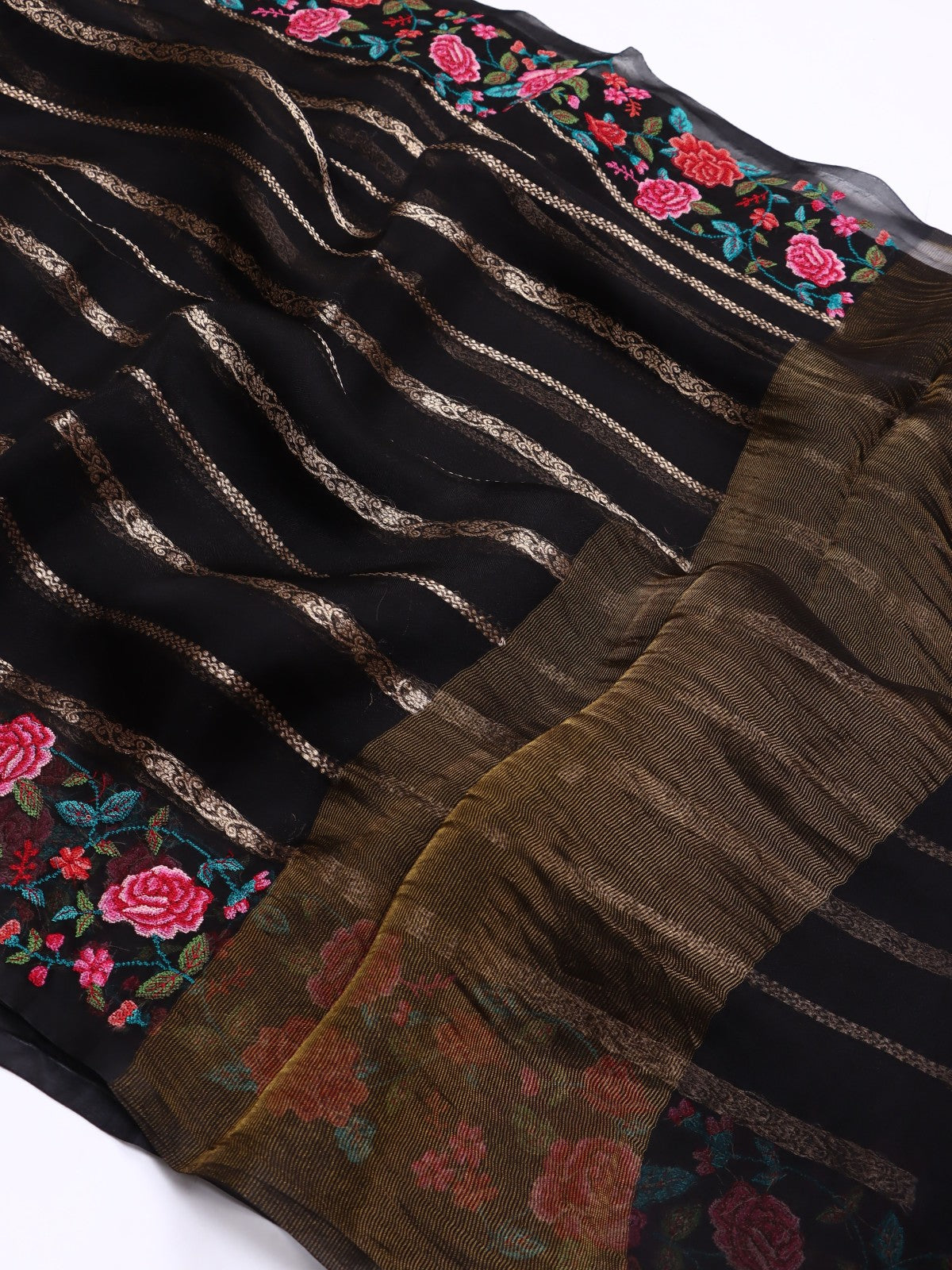 Black Pure Organza Embroidery Border Saree (Swara)
