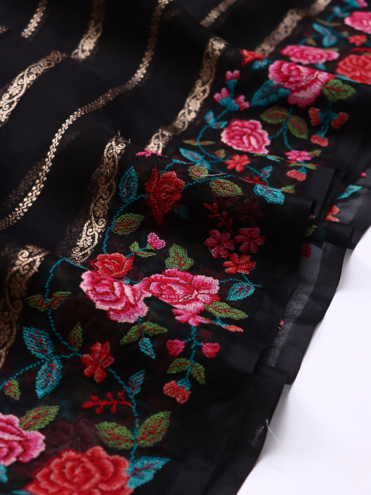 Black Pure Organza Embroidery Border Saree (Swara)