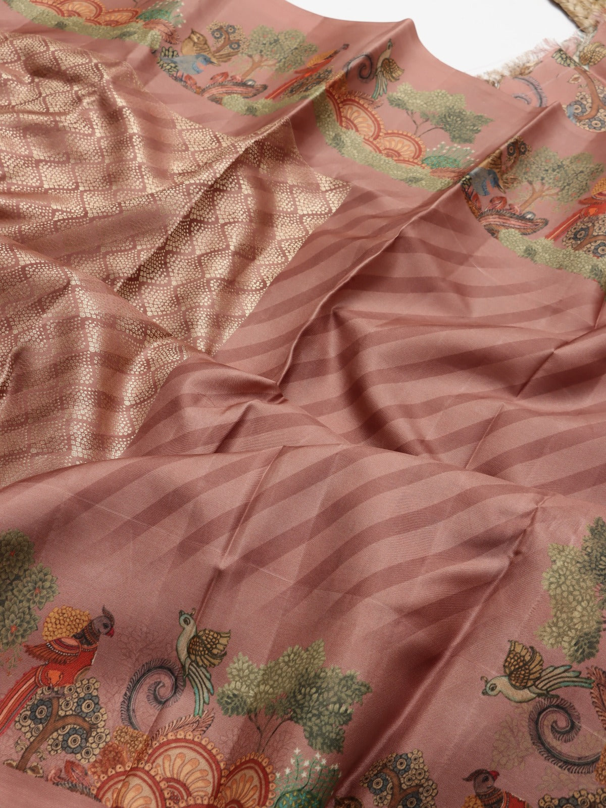 Brown Digital Print Brocade Pure Kanchi Silk Saree (Swara)