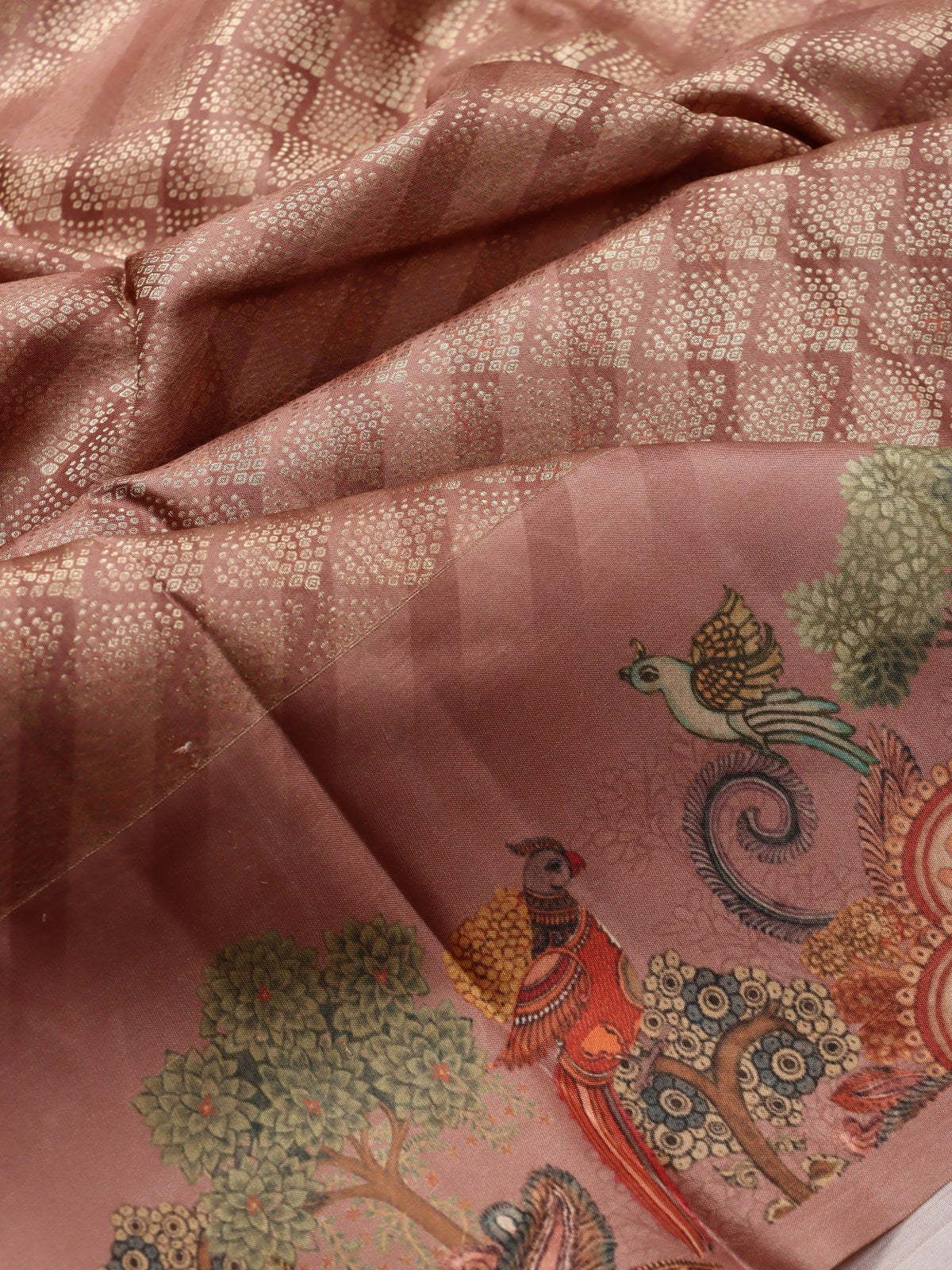Brown Digital Print Brocade Pure Kanchi Silk Saree (Swara)