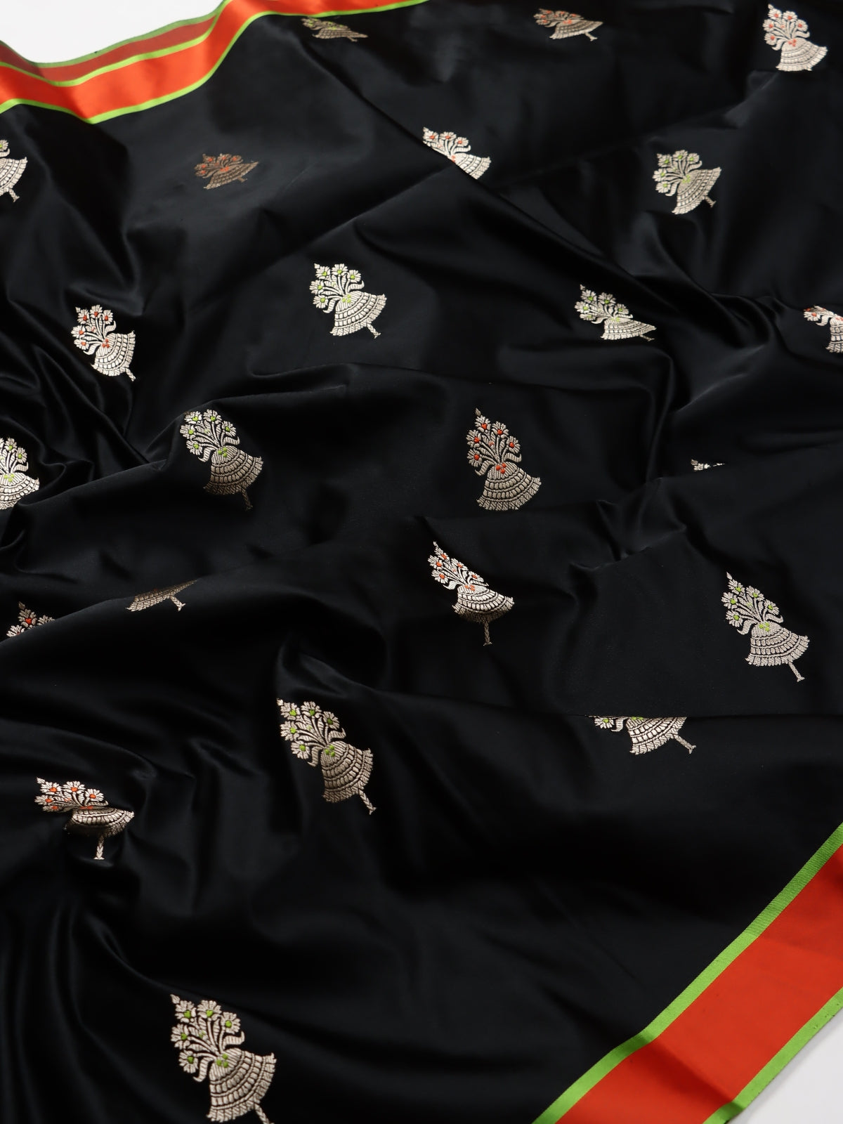 Black Satin Mushru Benarasi Silk Saree (Swara)