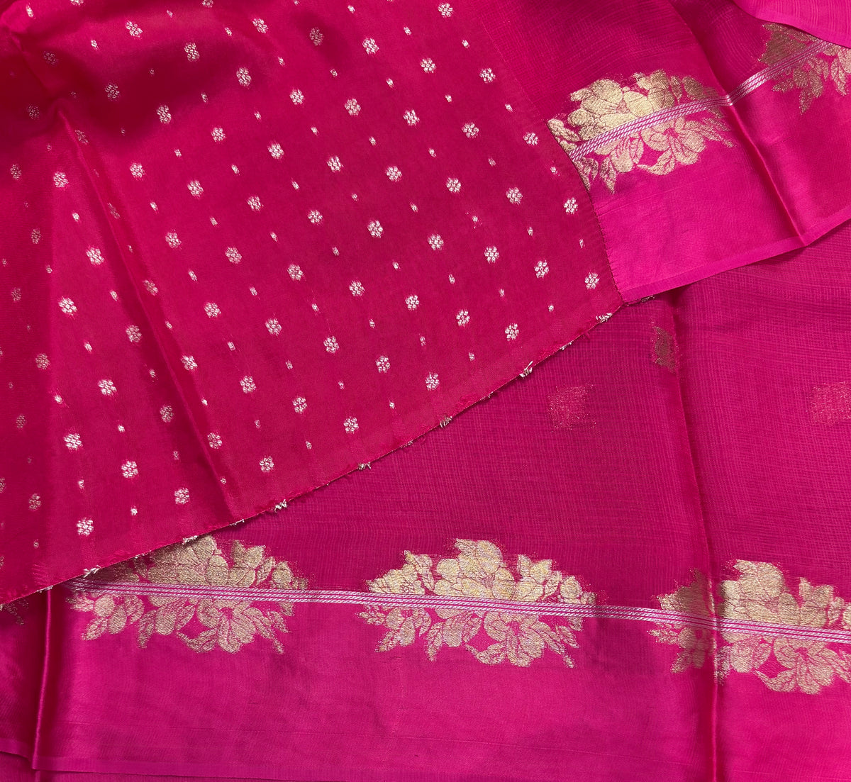Rani pink small butta kota checks satin border saree 112