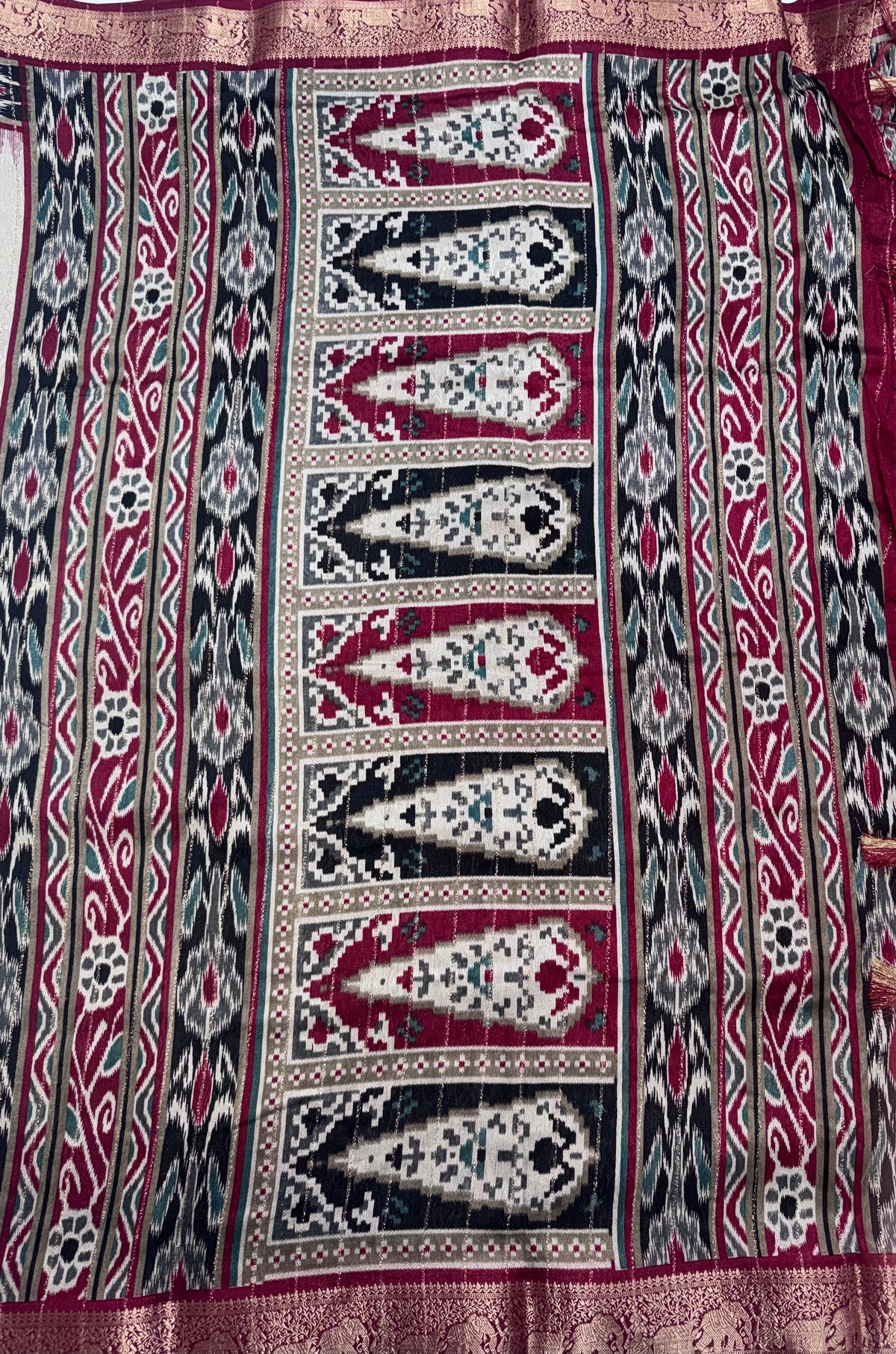 Cream stripes semi patola saree 111