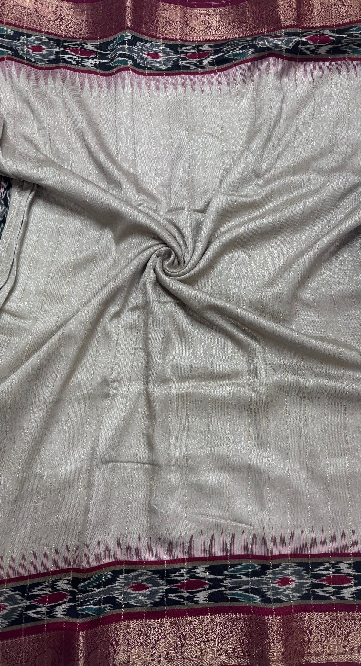 Cream stripes semi patola saree 111