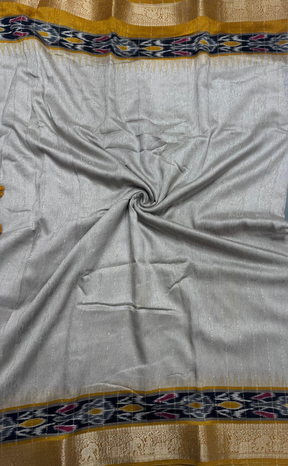 Cream stripes semi patola saree 111