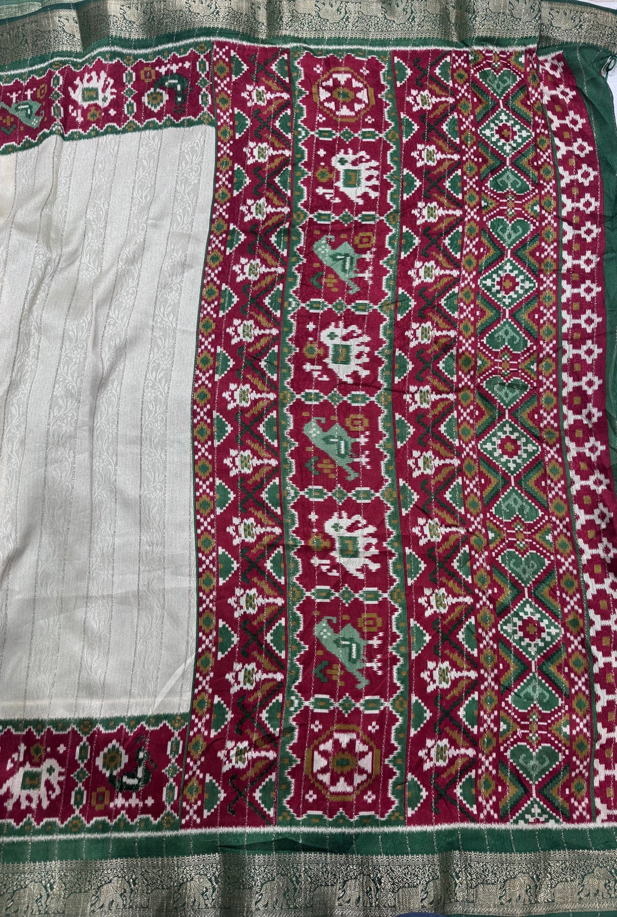 Cream stripes semi patola saree 111