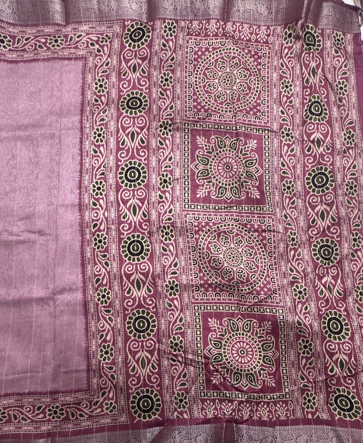 Onion pink stripes semi patola saree 111
