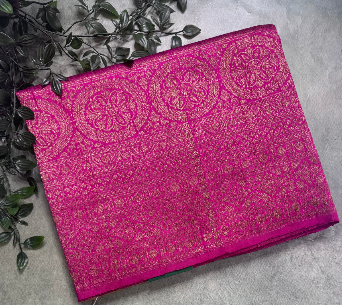 Golden cream long border pure raw silk saree 111