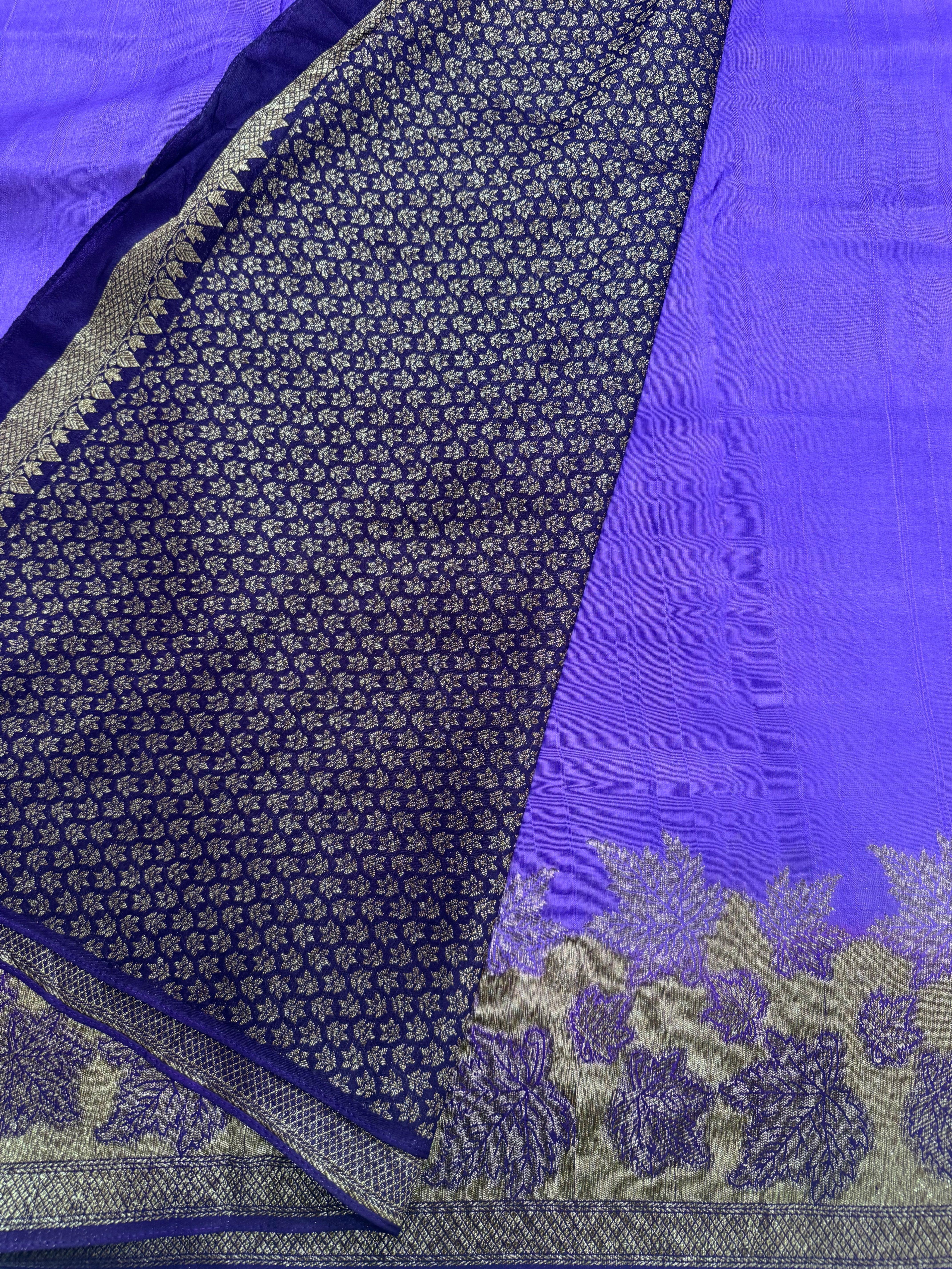 Purple brocade border tussar georgette 111