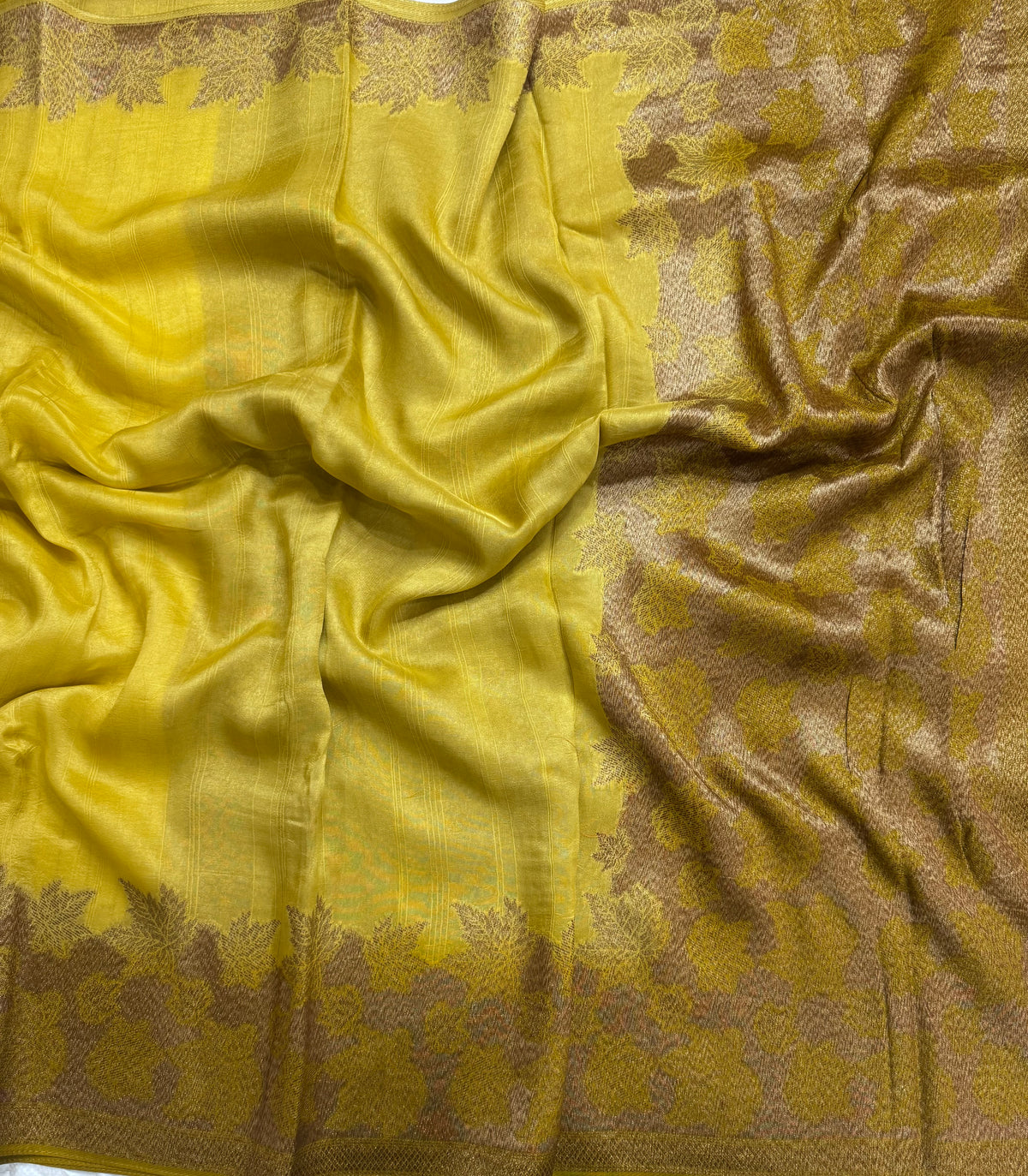 Yellow brocade border tussar georgette 111