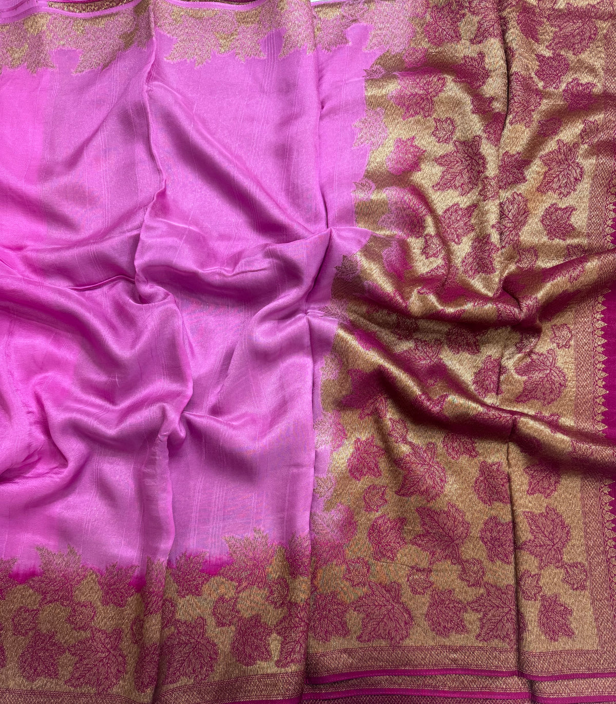 Light pink brocade border tussar georgette 111