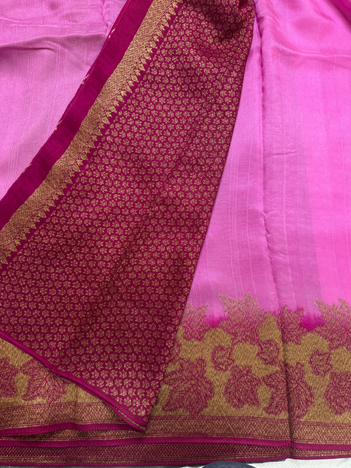 Light pink brocade border tussar georgette 111