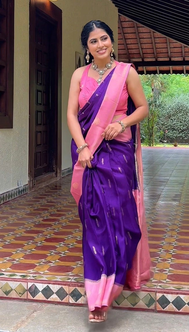 Purple Semi Mysore Silk Saree 108 (Shamitha Reddy)