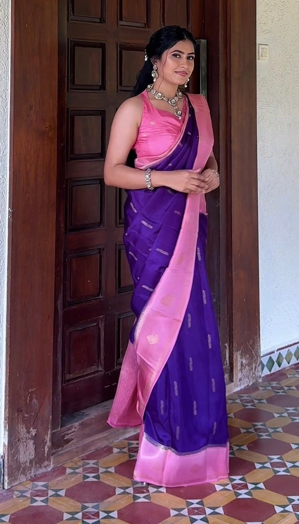 Purple Semi Mysore Silk Saree 108 (Shamitha Reddy)