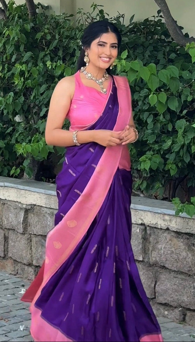 Purple Semi Mysore Silk Saree 108 (Shamitha Reddy)