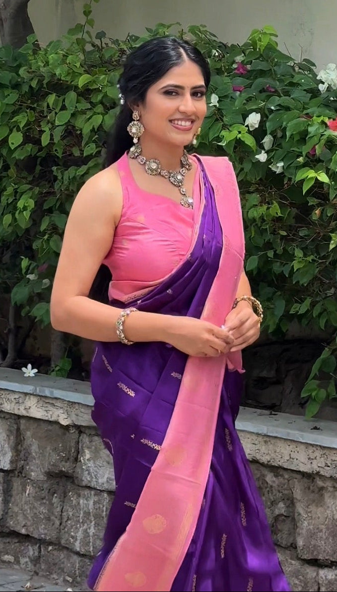 Purple Semi Mysore Silk Saree 108 (Shamitha Reddy)