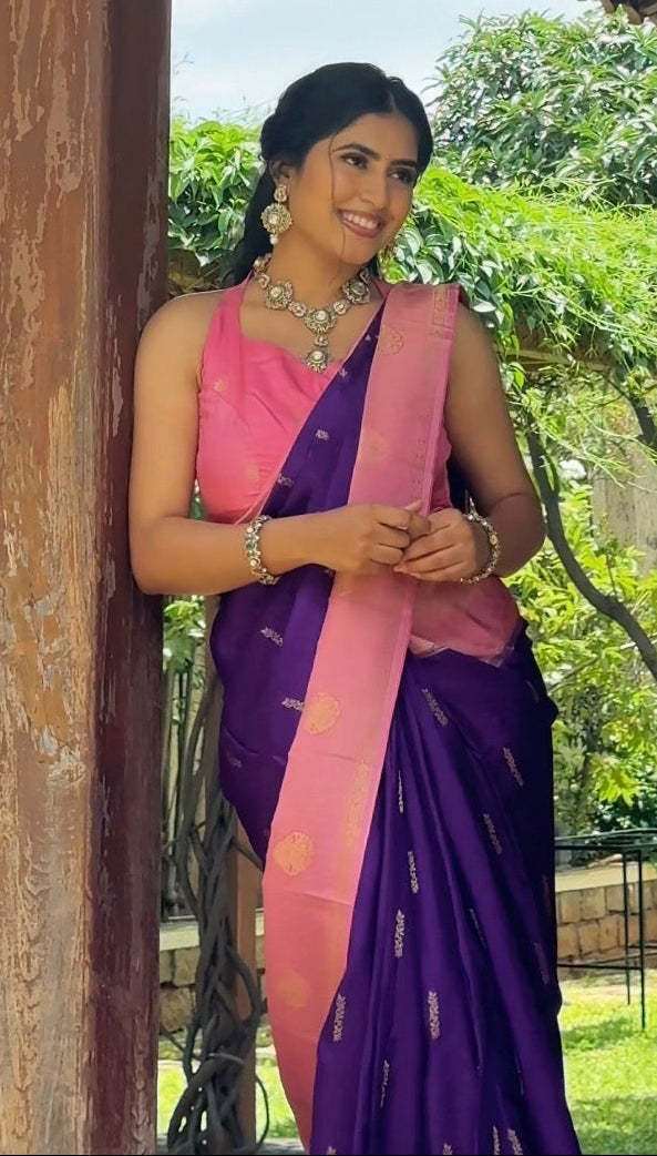 Purple Semi Mysore Silk Saree 108 (Shamitha Reddy)