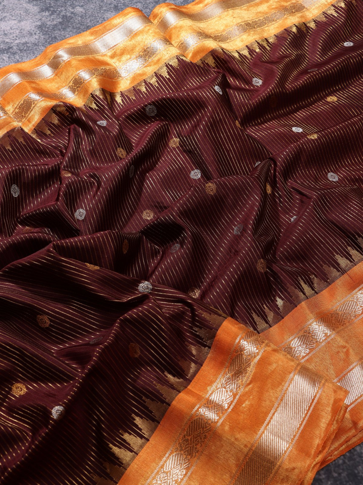 Brown Stripes Pure Modal Silk Saree (Swara)