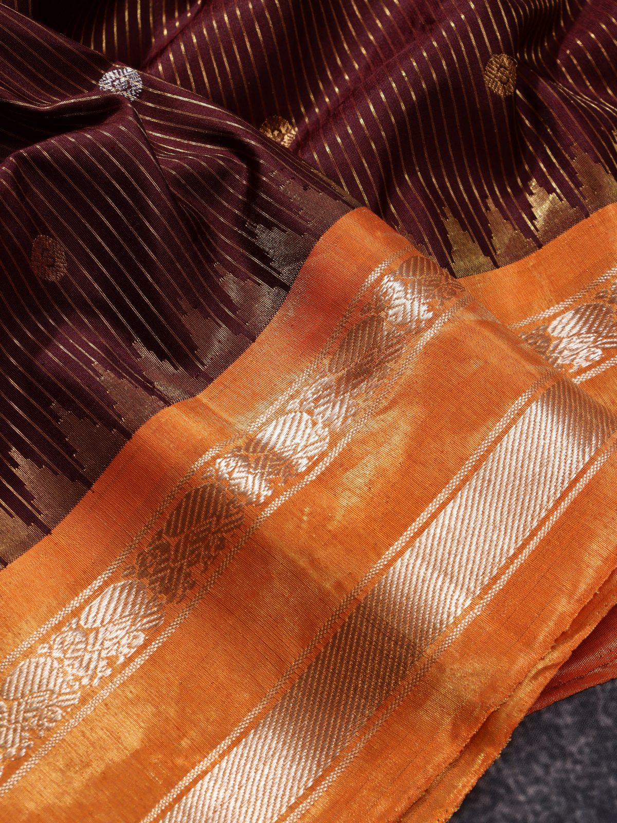 Brown Stripes Pure Modal Silk Saree (Swara)
