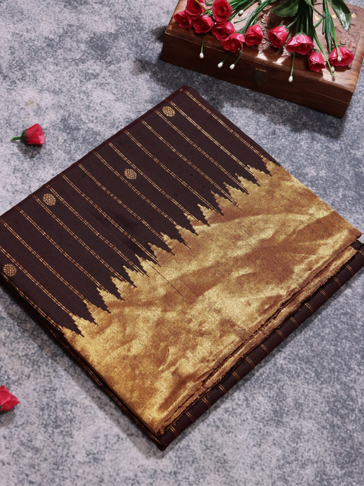 Brown Stripes Pure Modal Silk Saree (Swara)