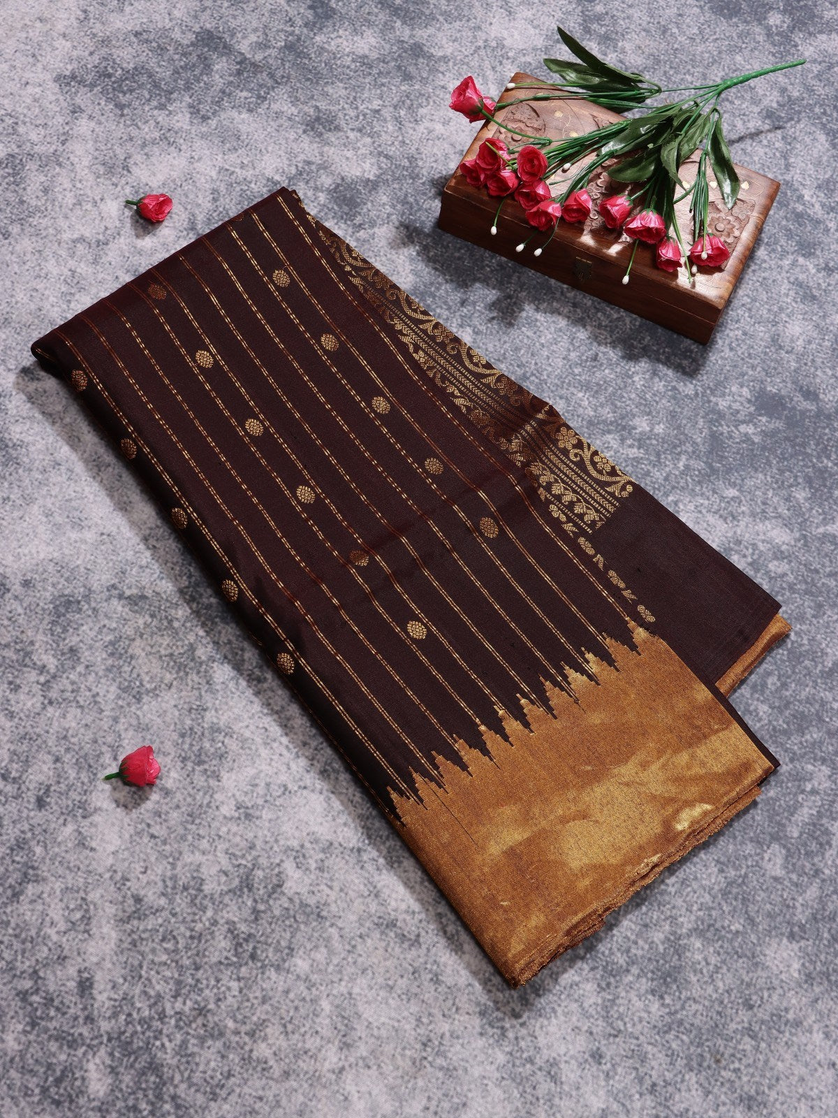Brown Stripes Pure Modal Silk Saree (Swara)