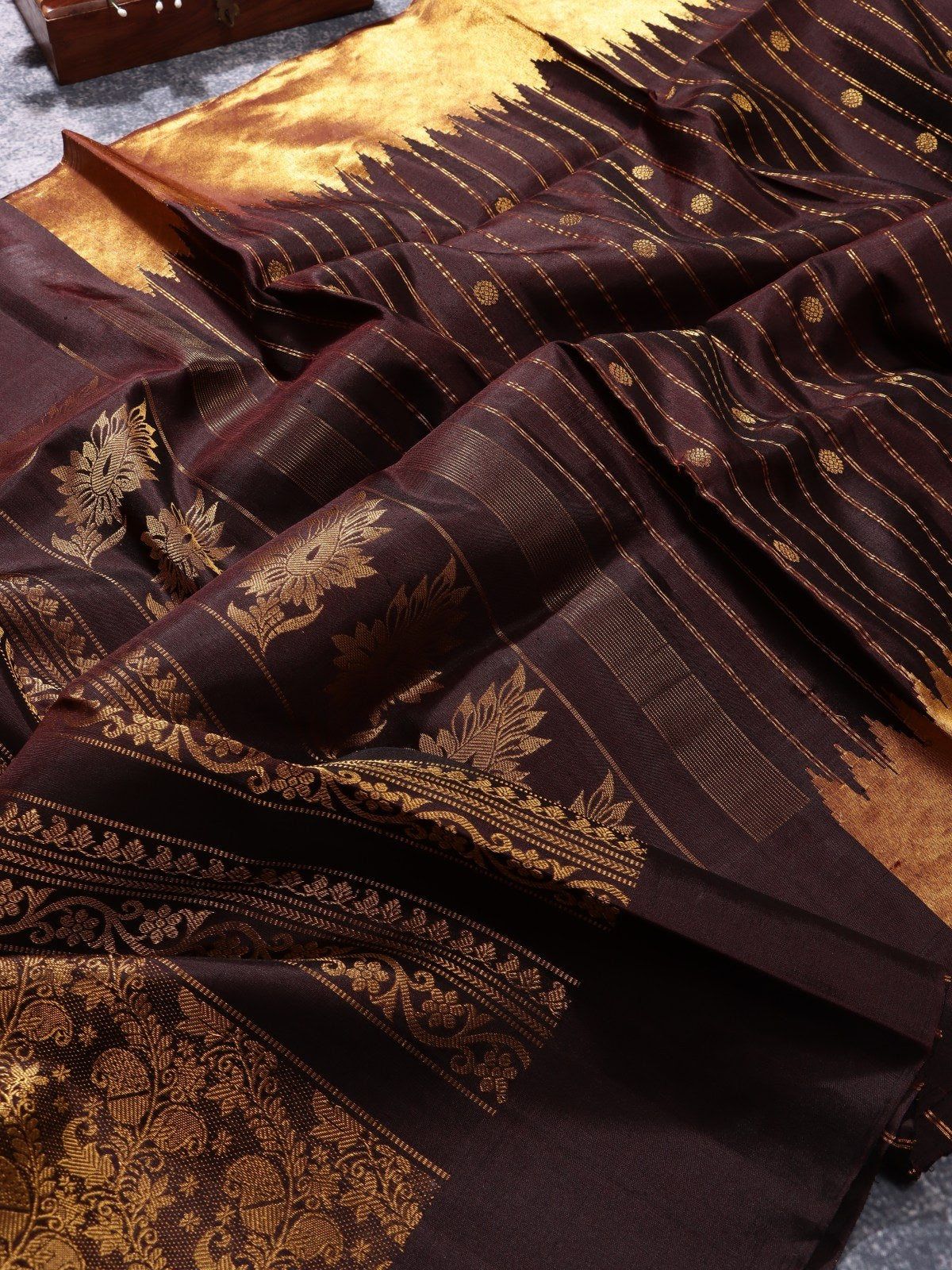 Brown Stripes Pure Modal Silk Saree (Swara)