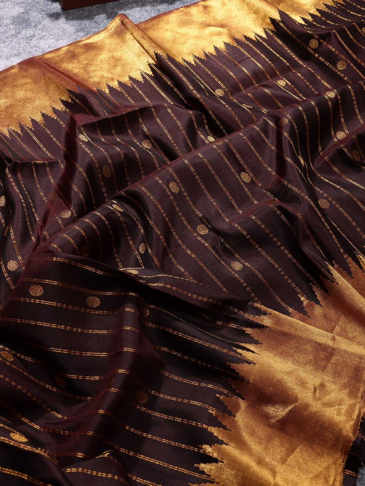 Brown Stripes Pure Modal Silk Saree (Swara)