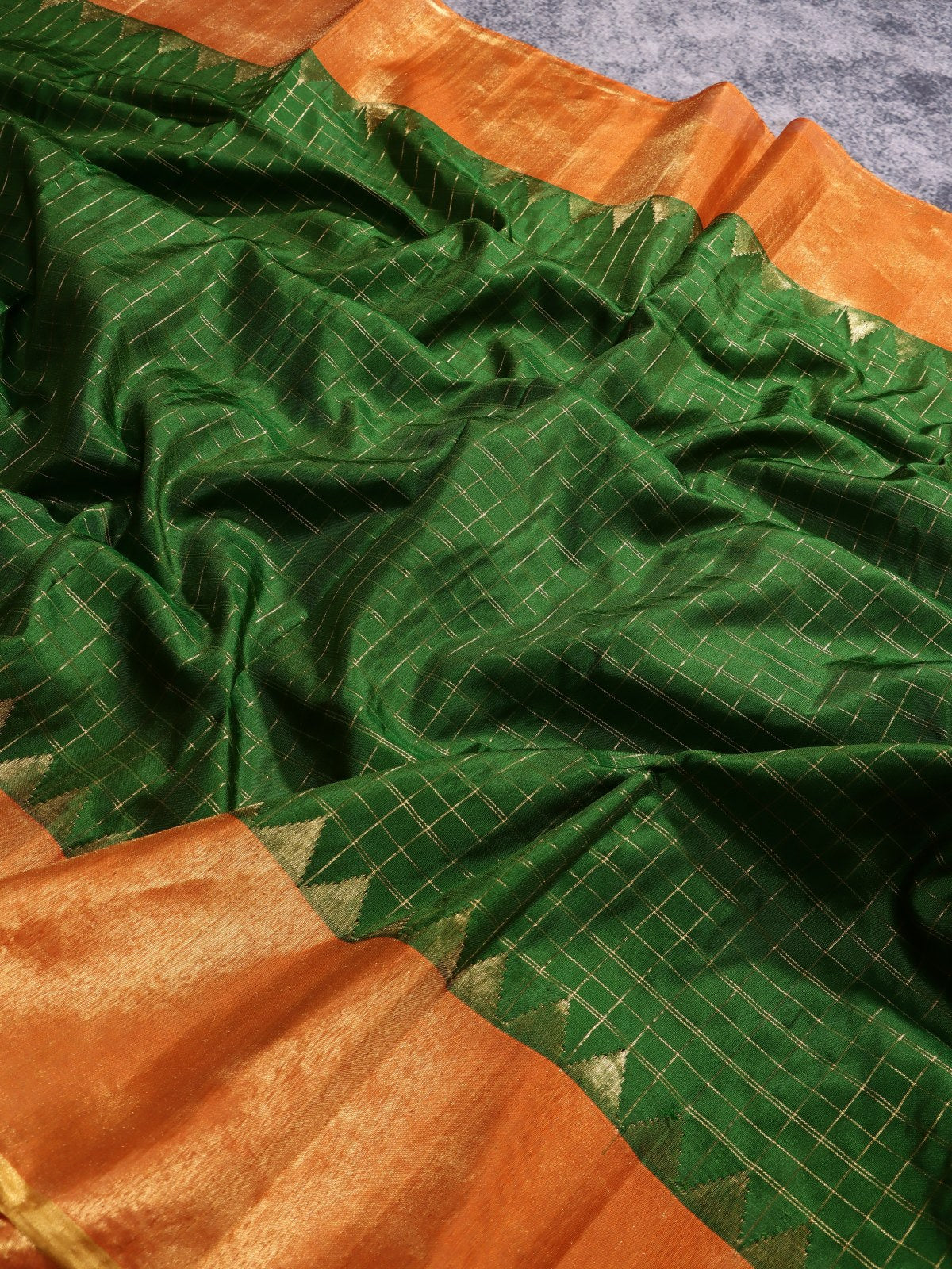 Green Checks Pure Modal Silk Saree (Swara)