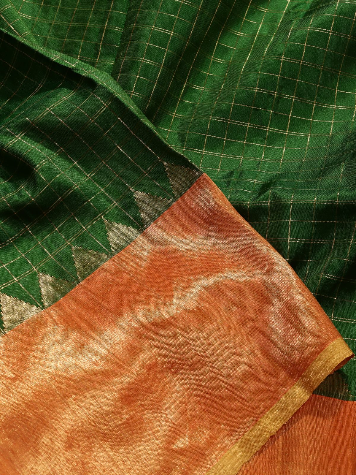 Green Checks Pure Modal Silk Saree (Swara)