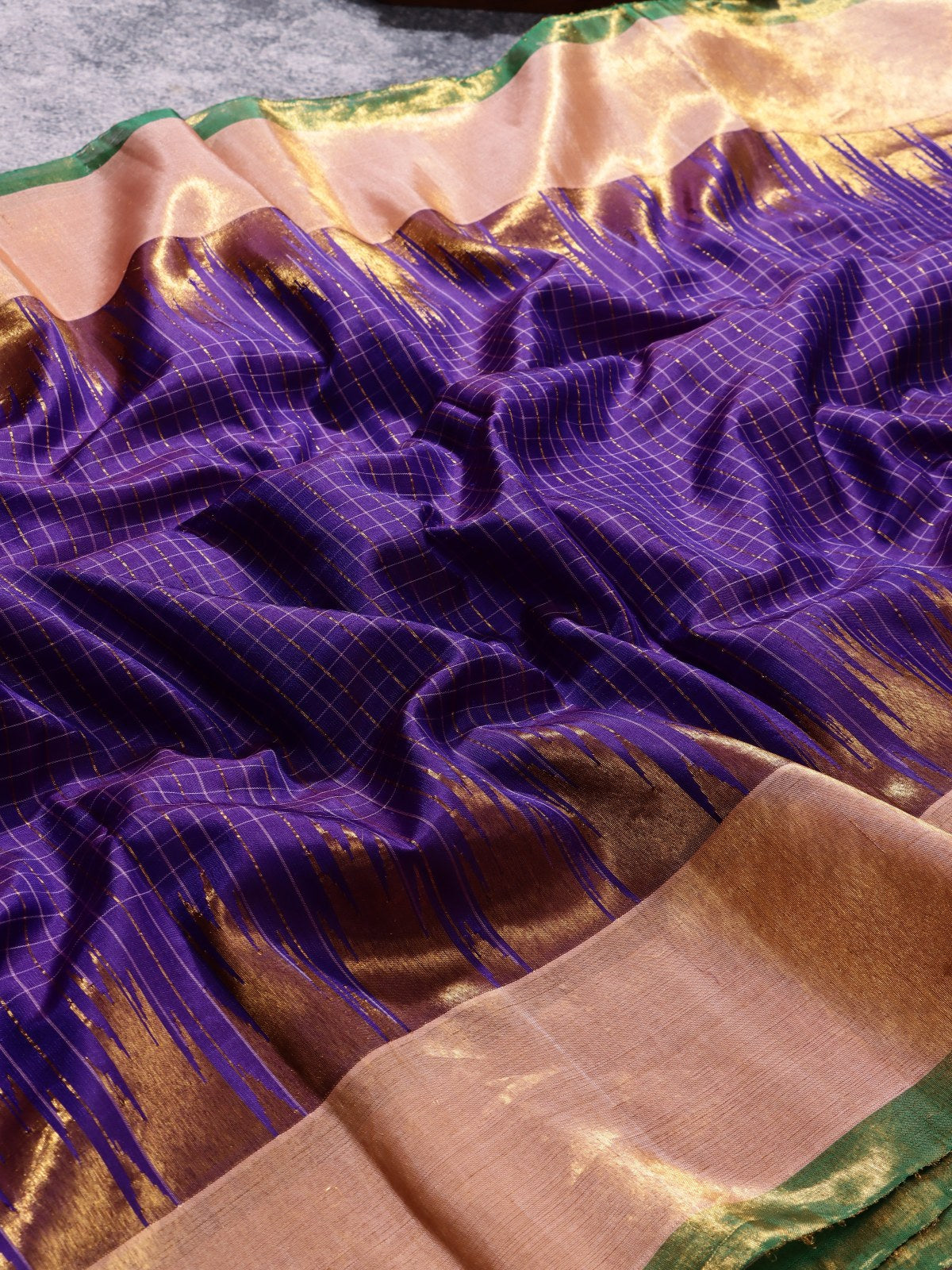 Purple Checks Pure Modal Silk Saree (Swara)