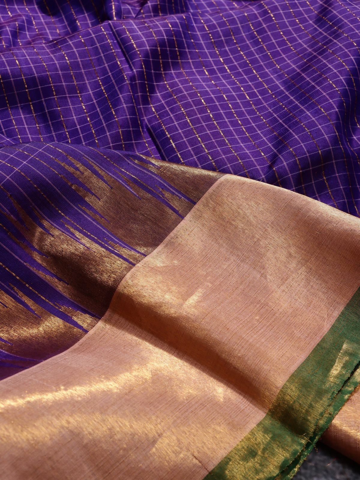 Purple Checks Pure Modal Silk Saree (Swara)