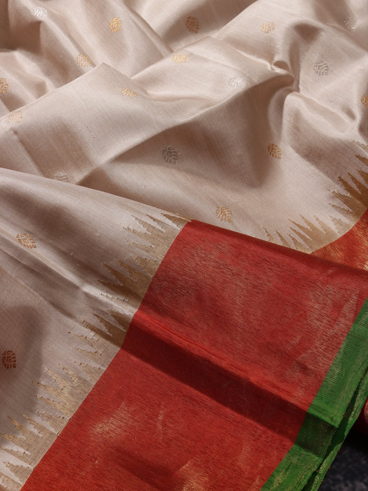 Cream Small Butta Pure Modal Silk Saree (Swara)