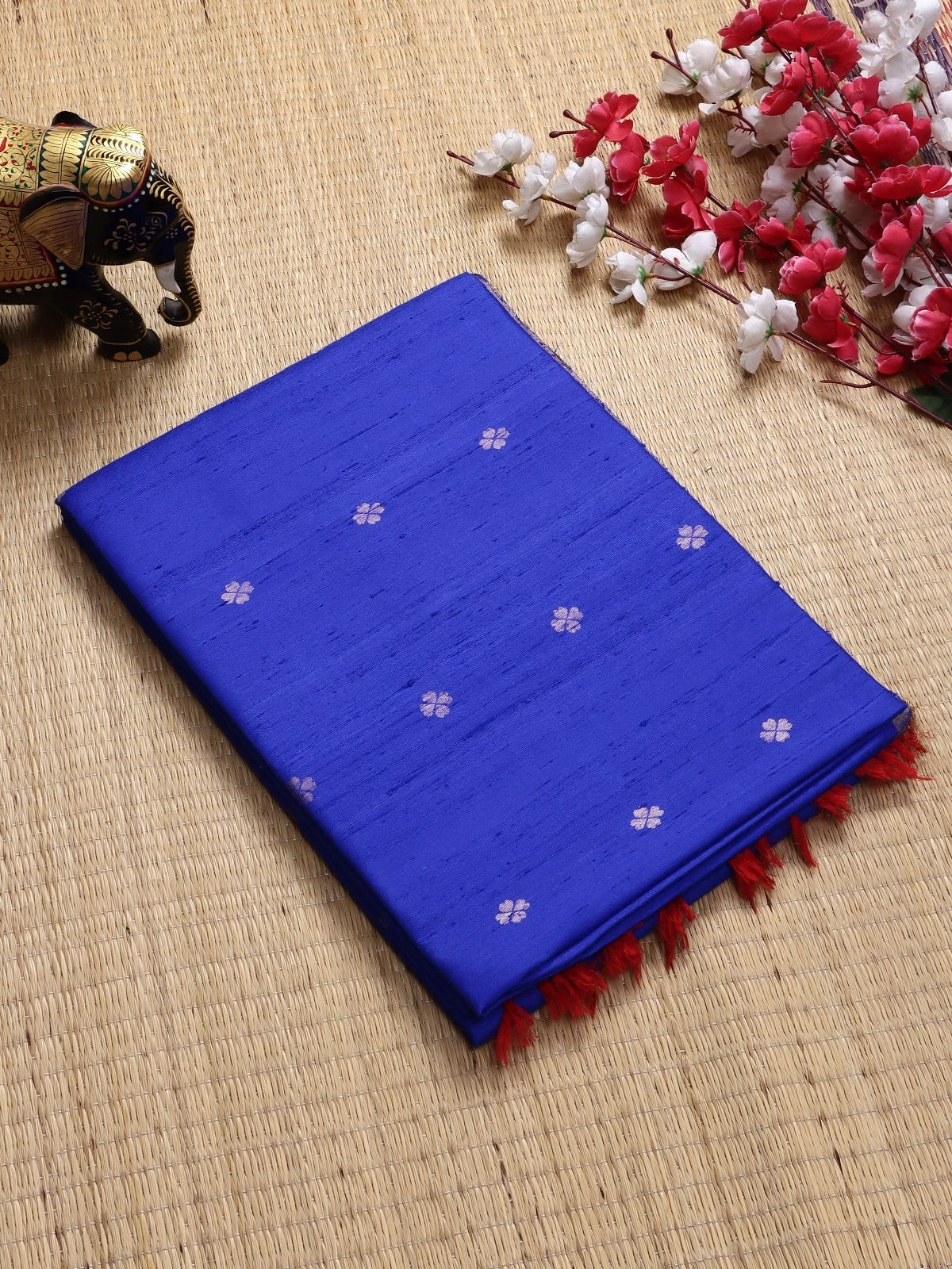 Royal Blue Pure Raw Silk Saree (Swara)