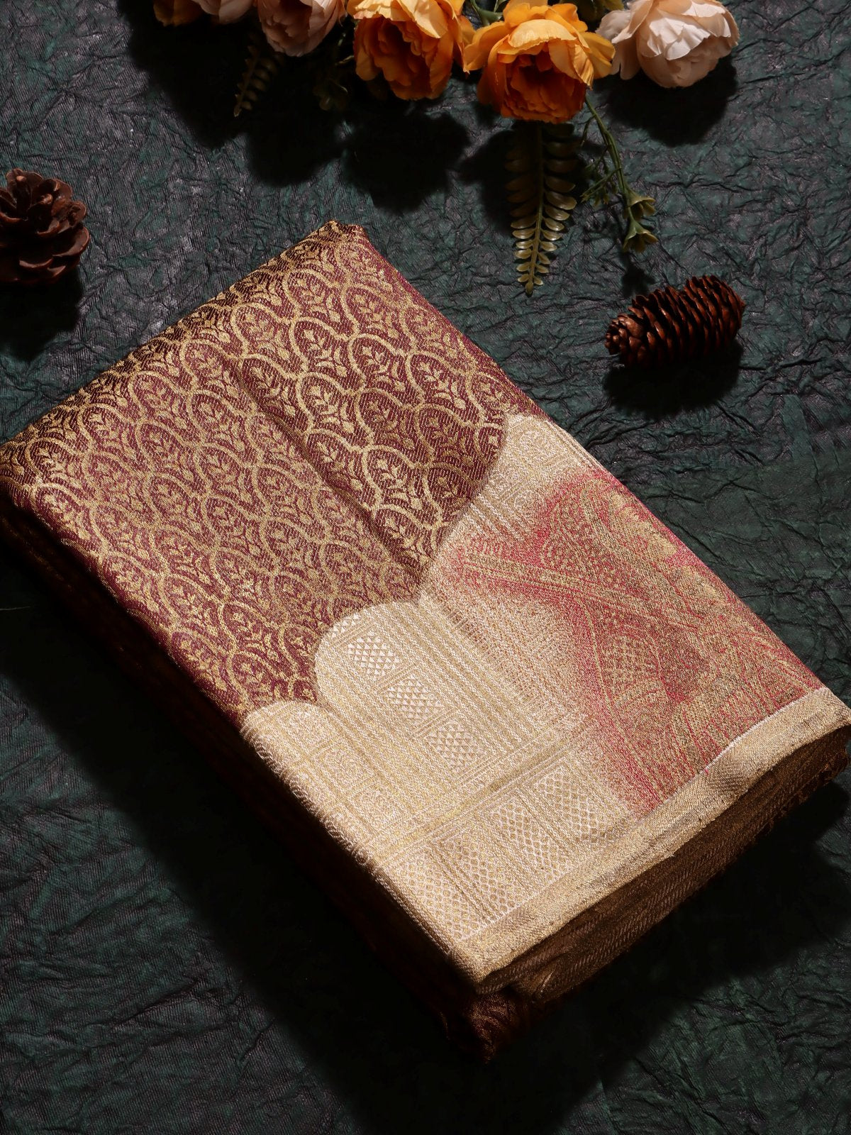 Brown Brocade Pure Kanchi Saree (Swara)