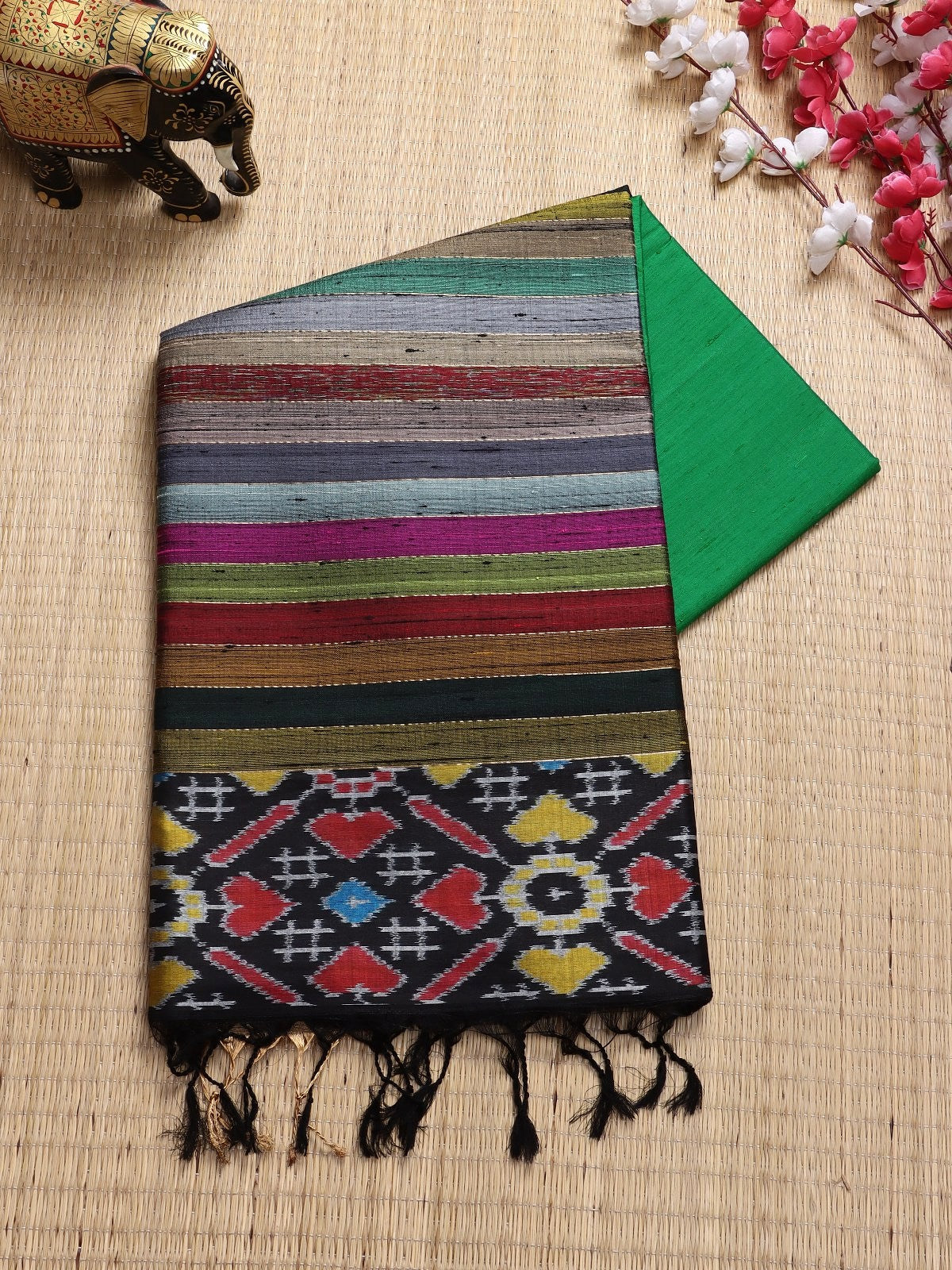 Green Pure Raw Silk Saree (Swara)