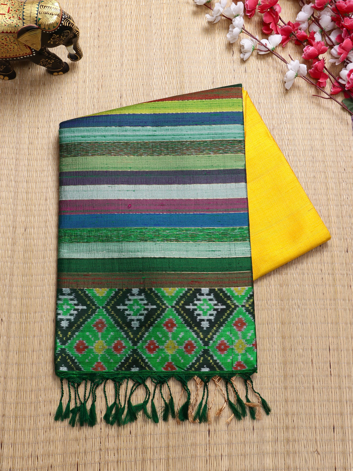 Yellow Pure Raw Silk Saree (Swara)