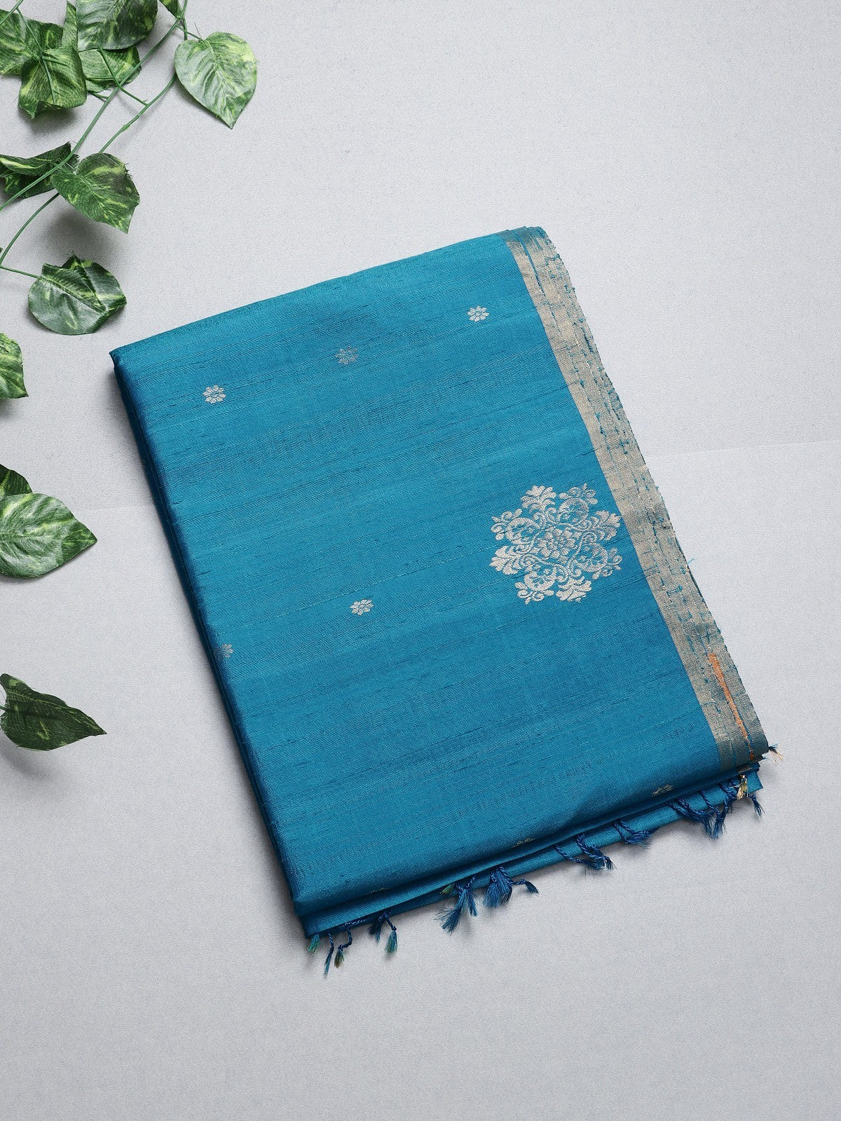 Blue Pure Raw Silk Saree (Swara)