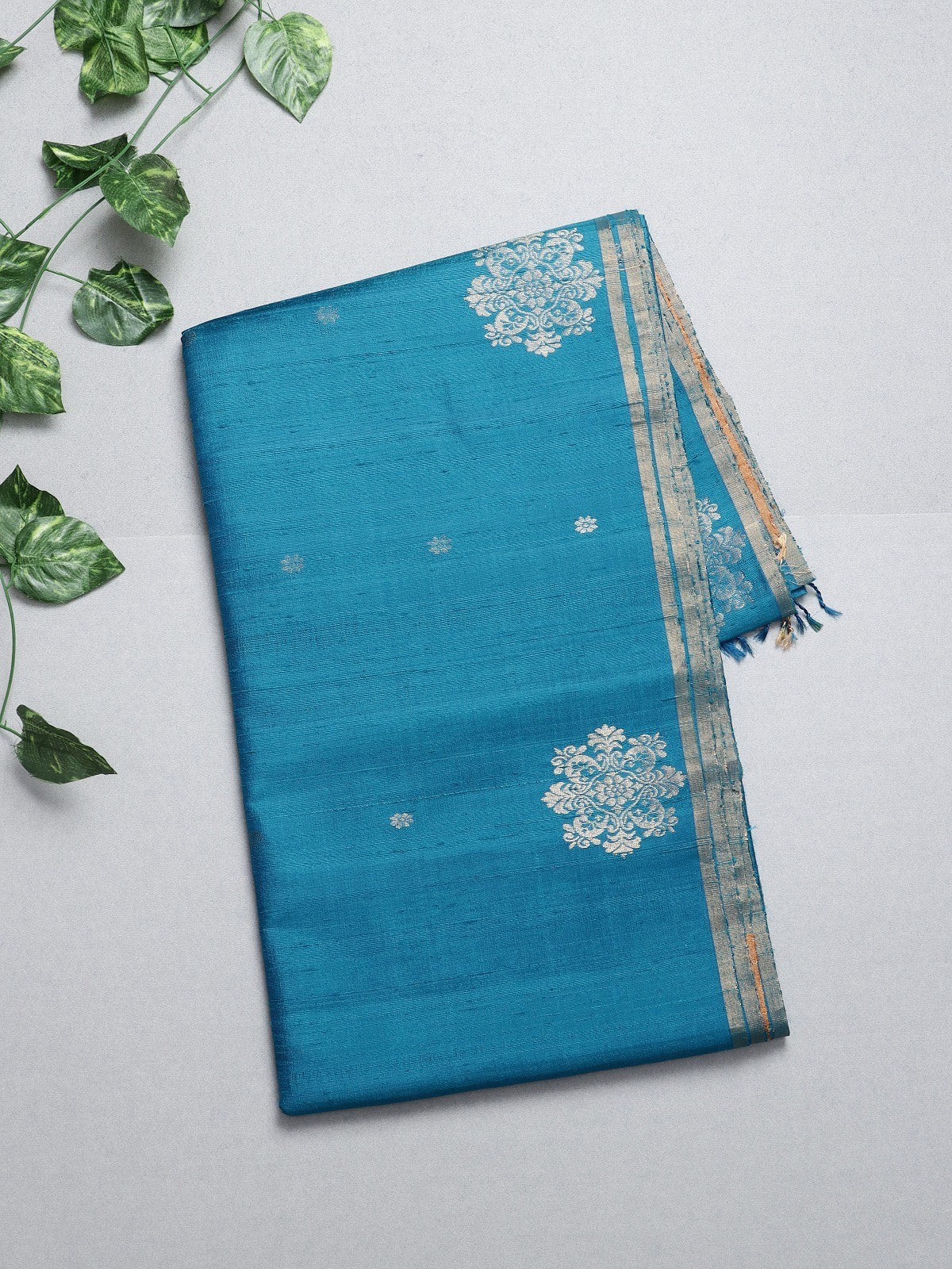 Blue Pure Raw Silk Saree (Swara)