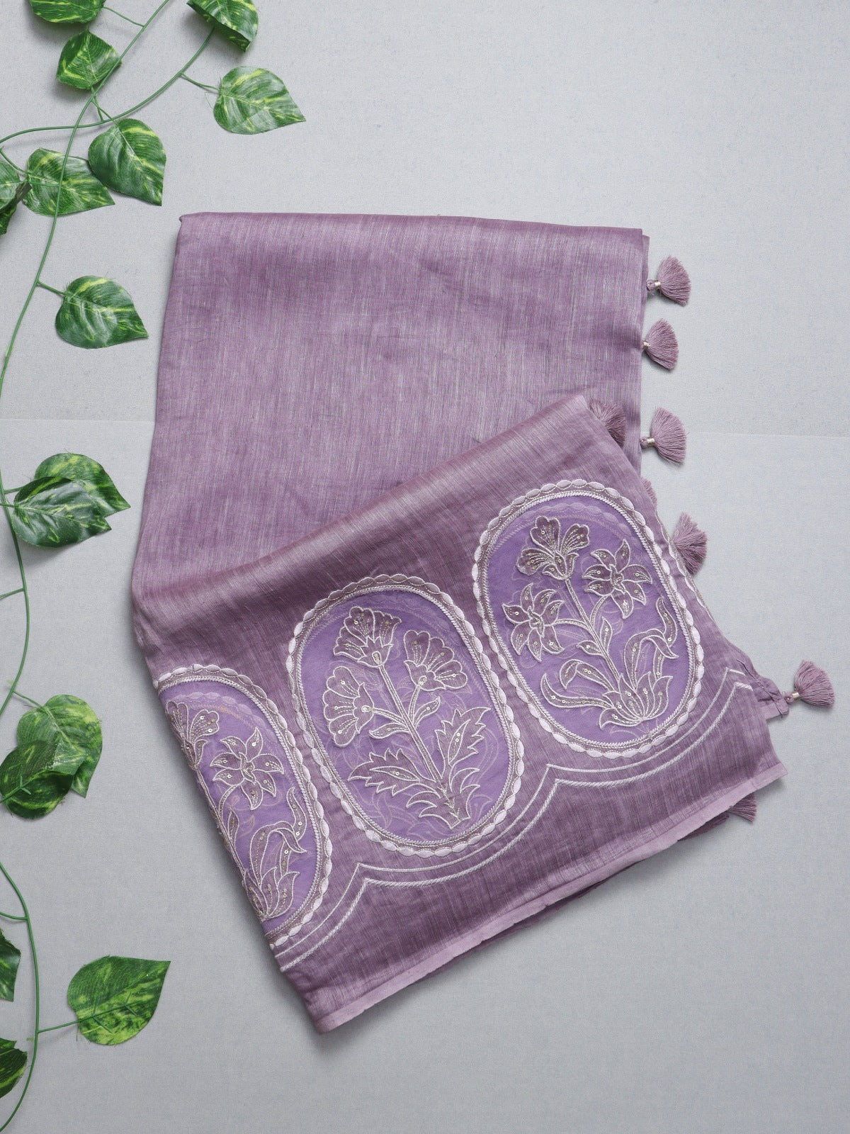 Mauve Pure Linen Saree (Swara)