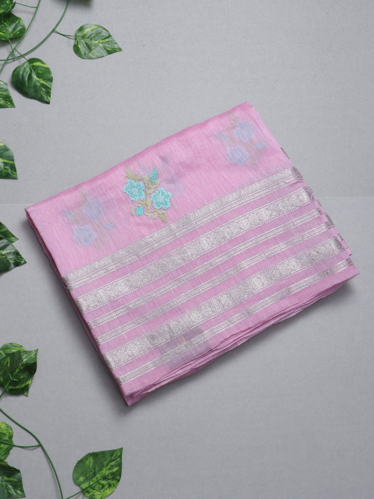 Pink Pure Linen Saree (Swara)