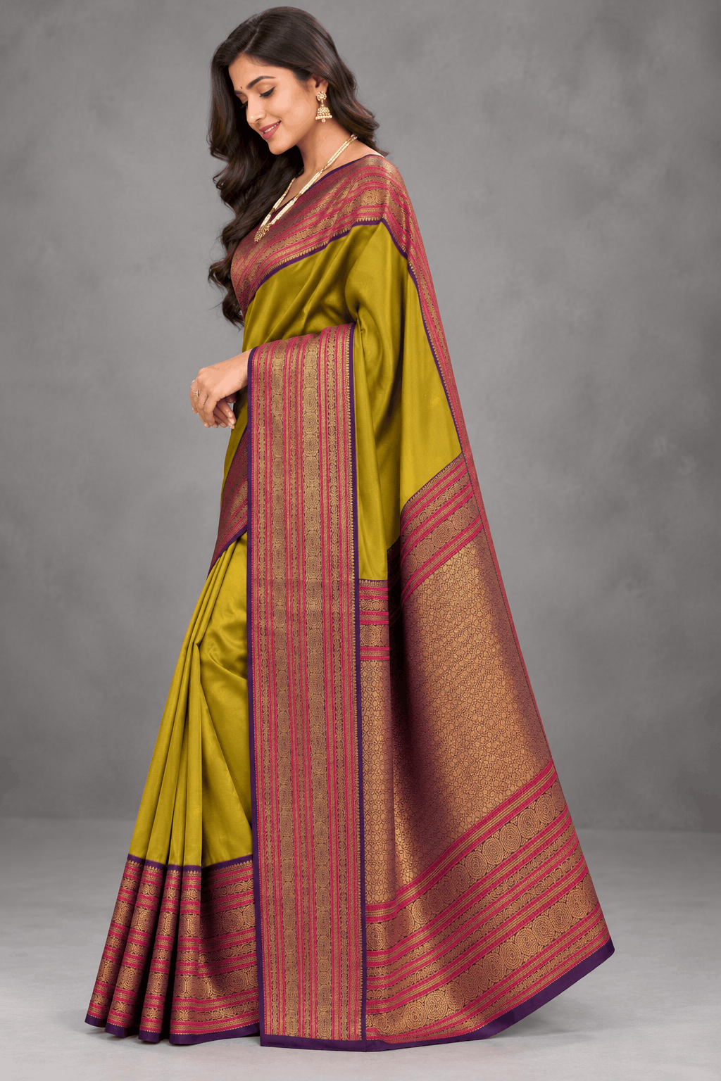 Yellow Kanchi Border Semi Soft Silk Saree 110
