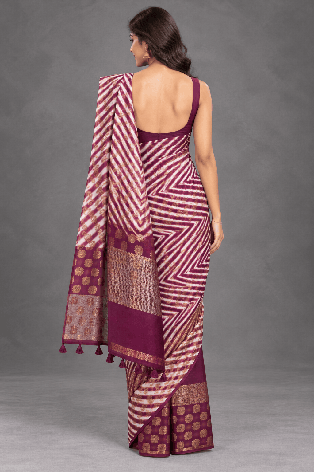 Wine Shibori Semi Tussar Saree 110
