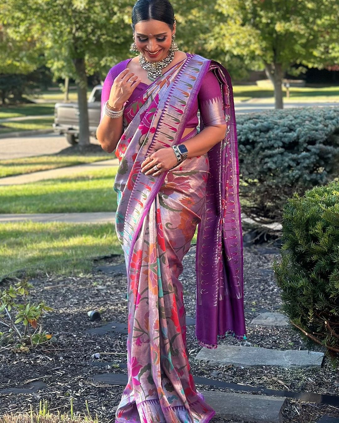 Purple  pure paitani tussar georgette-09 saree