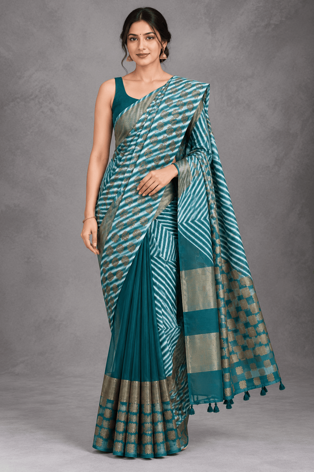 Bottle Green Shibori Semi Tussar Saree 110