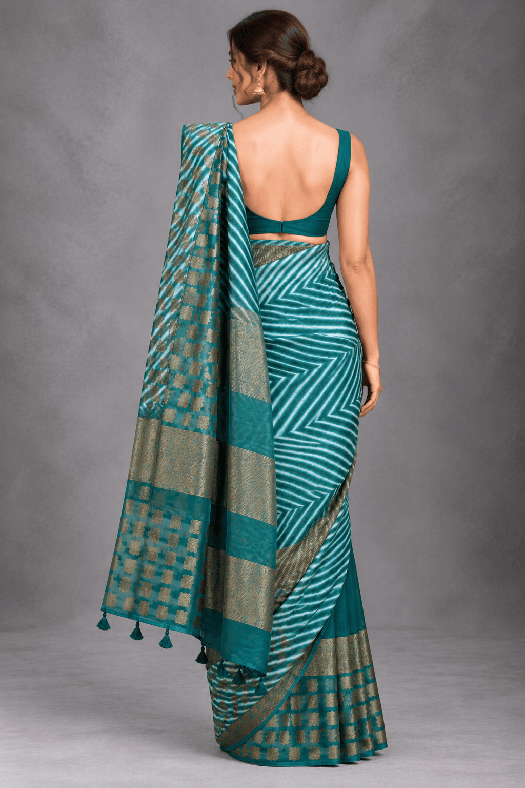 Bottle Green Shibori Semi Tussar Saree 110